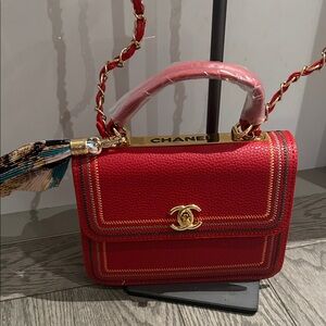 Chanel Red Mini Bag with Gold Chain